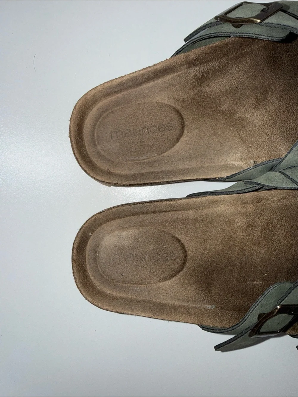 Maurices SuperCush Chloe Braided Cork Footbed Sandals Olive Green Buckle Size 8